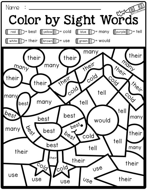 color by words printable worksheets.